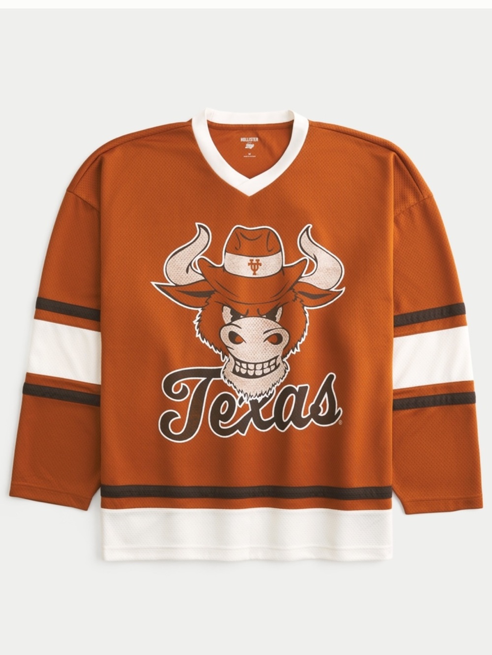 Hollister Texas Orange Hockey Jersey with White Accents